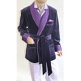 thumbnail image 2 of Men Smoking Jacket Purple Velvet Quilted Dinner House Party Dinner Robe For Christmas Smoking Blazer&nbsp;, 2 of 5