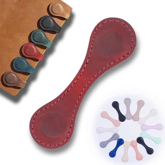 6Pcs Magnetic Bookmarks, Vintage Faux Leather,Double-Sided Magnetic Leather Bookmarks for Men, Women, Teacher, Students, Kids, Book Lovers (Red)