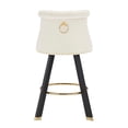 thumbnail image 6 of Set of 2 Back Pull Point Design, Velvet Material, 360 Degree Rotation, Back Pull Loop Detachable Design, Rivet Decoration, Square Foot Wooden Bar Chair (Beige), 6 of 12