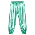 thumbnail image 4 of HULIJA Kids Girls Boys Metallic Dance Trousers Sparkle Hip Hop Harem Pants Blue Green 12, 4 of 7