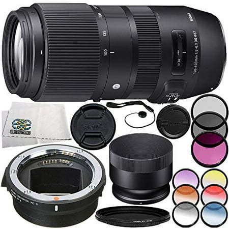 Sigma 100-400mm f/5-6.3 DG OS HSM Contemporary Lens for Canon EF 10PC Accessory Bundle – Sigma MC-11 Mount Converter/Lens Adapter (Sigma EF-Mount Lenses to Sony E) +