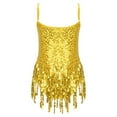 thumbnail image 2 of Zaldita Kids Girls Latin Dance Costume Sleeveless Sequins Tassel Hem Tango Rumba Performance Dancewear Gold 14, 2 of 7