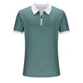 thumbnail image 6 of EWASWON Men's Short Sleeve Graphic Polo Shirt, Slim Fit Zip-Up Collar, Breathable Cotton Blend for Summer Casual Wear,Green,Size L, 6 of 6