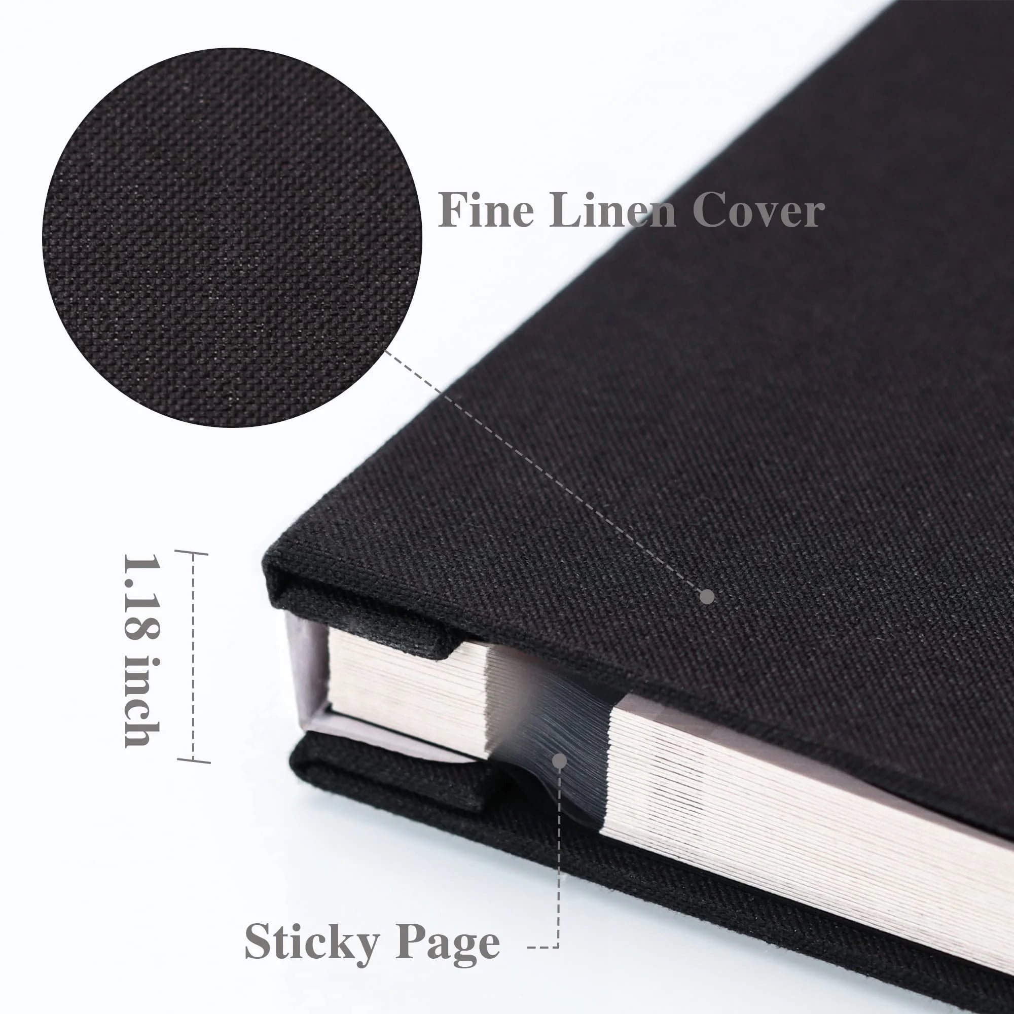 Bevtee Photo Album Self Adhesive 4x6 8x10 DIY Picture Scrapbook, 60 Pages Linen Cover with Display Window, with Pen, for Moms, Families, Babies, and Weddings, Black