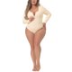 thumbnail image 2 of Agnes Orinda Trajes de cuerpo de talla grande para mujeres, con cuello en V profundo, cierre de cremallera, mangas largas, mono 4X color beige, 2 of 6