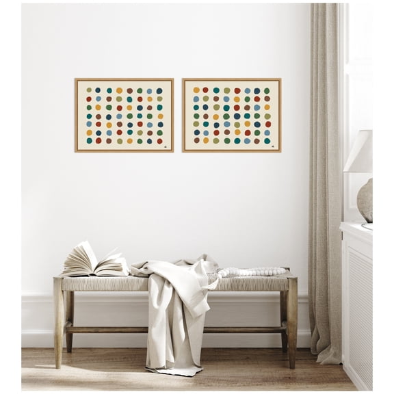 Kate and Laurel Meditation No. 3 2 Piece Framed Canvas Wall Art Set by Kelly Knaga, Sylvie Natural Modern Contemporary, Abstract Art for Wall Decor