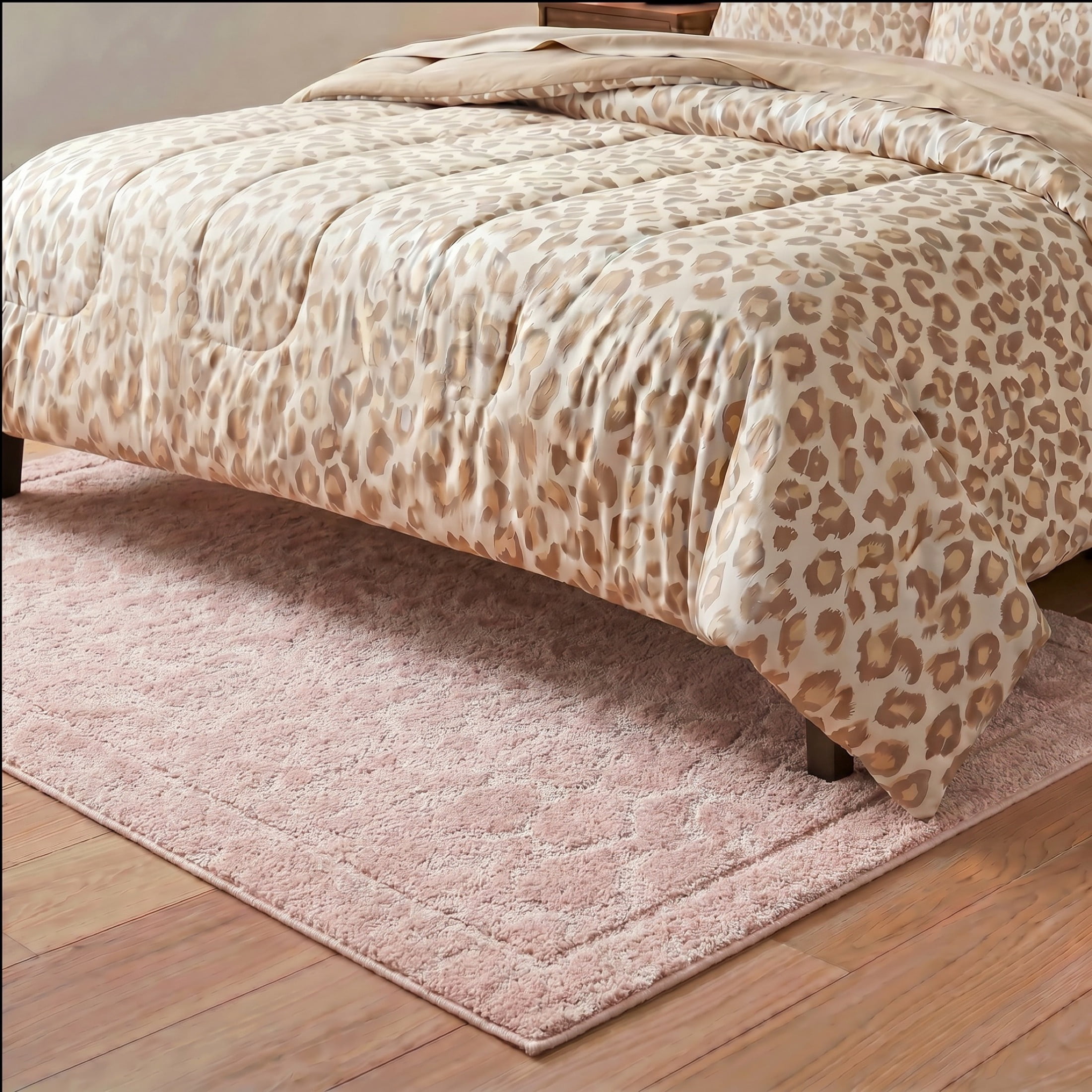 Mainstays Textured Neutral Pink Cheetah Print Indoor Area Rug, 5' x 7'