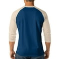 thumbnail image 5 of Mens Long Sleeve Tops Fall Casual Henley Raglan Shirts Big & Tall Loose Color Block Pullover Going Out Tops Navy, 3XL, 5 of 7
