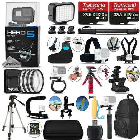 GoPro Hero5 Black 4K Camera + 4PC Macro Filter Kit Set + Backpack - 64GB