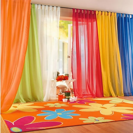 1 Pack Solid Color Sheer Window Panel Colorful Backdrop Bright Curtains Set for Playroom, Nurseries, Bedroom & More, Required for Use with Crossbars