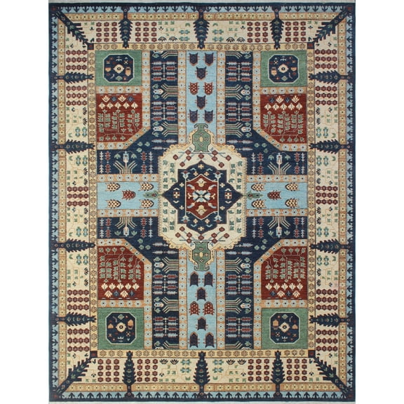 Aria Haseena Blue/Ivory Rug, 9'0" x 12'3"
