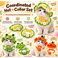 thumbnail image 7 of Cute Handmade Crochet Cat Hat & Collar Set, 6 Styles Fruit Animal Knit Outfit with Adjustable Ties, Pet Costumes, Cat Accessories for Kitten Photo Shoot & Party Dress-up-B, 7 of 7