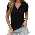 thumbnail image 4 of Black L WIZUTIZ Tops for Women Trendy Cotton Blend Plus Size Pure Colour Shirts Crew Neck Athletic Solid Tshirt Oversize Ladies Fluffy Tshirts Work Out Sports Tee Tunics Short Sleeve T-sh, 4 of 6