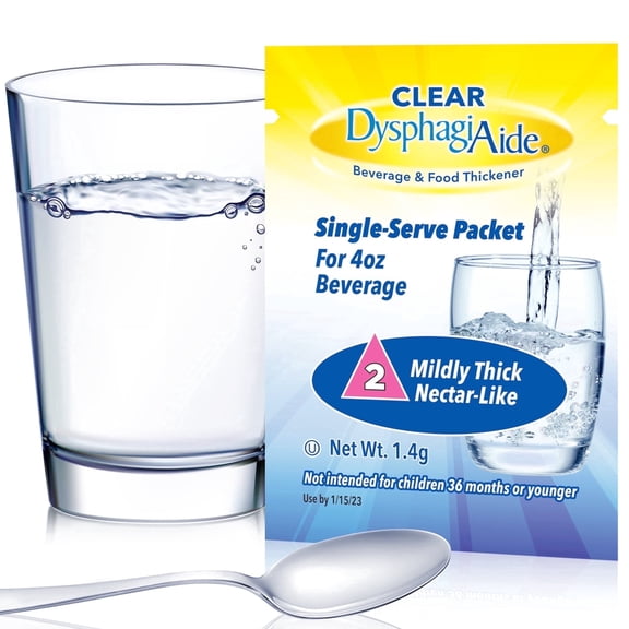 Clear DysphagiAide Thickener, IDDSI Level 2 Mildly Thick, Single Serve Packets, 24 Count