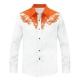 thumbnail image 4 of Western Cowboys Shirts for Men Long Sleeve Button Lapel Top Casual Carnival Theme Classic Comfortable Mens Shirt Orange L, 4 of 4