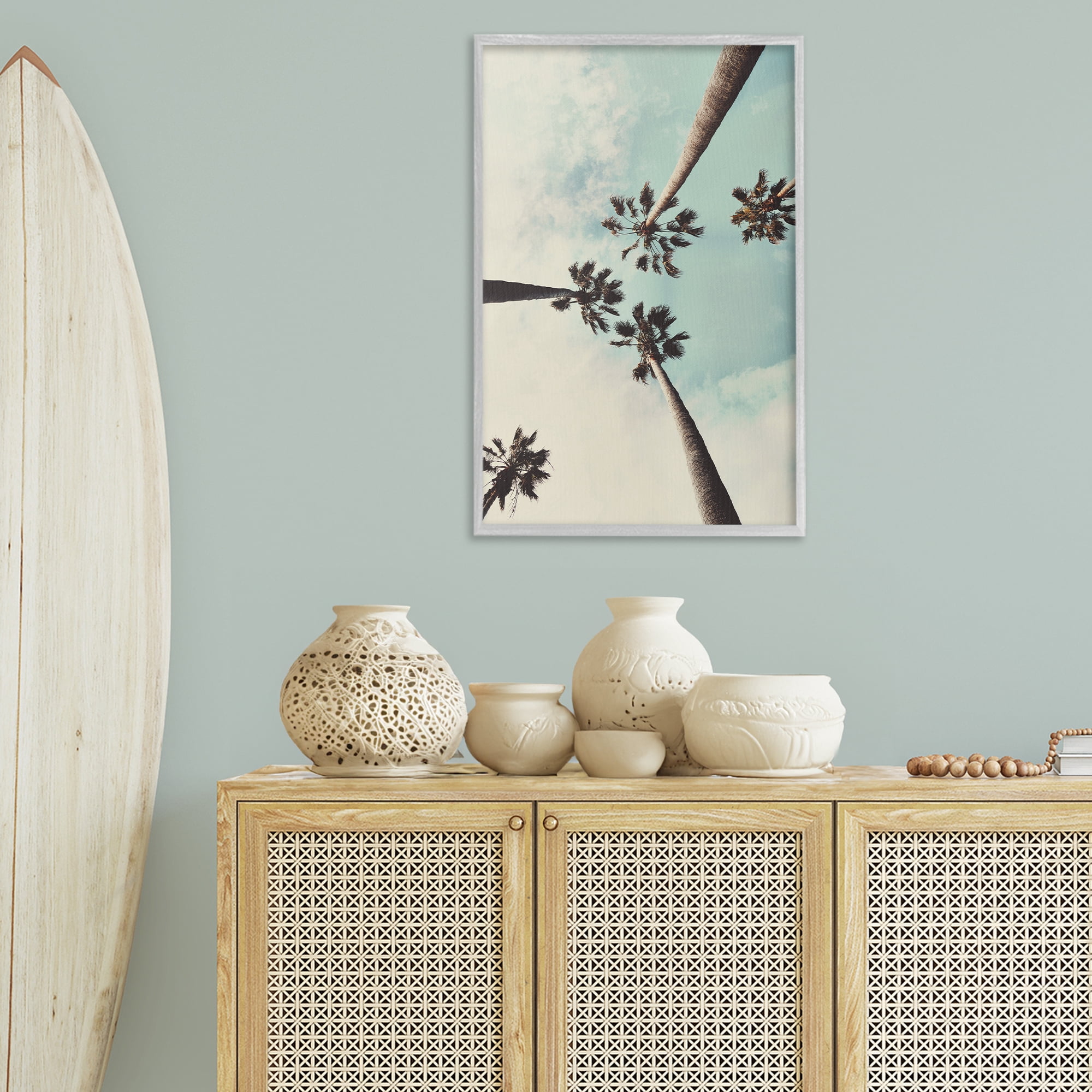 Stupell Industries Centric Tropical Palms Botanical & Floral Photography Gray Framed Art Print Wall Art, 20 x 30