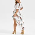 thumbnail image 3 of Patlollav Plus Size Fashion Womens Floral Print V-Neck Short Sleeve Split Casual Dress, 3 of 5