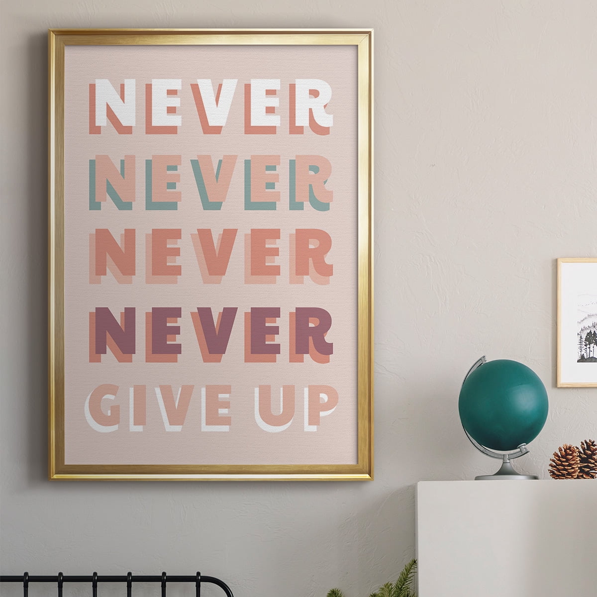 Never Give Up Premium Framed Print - Ready to Hang