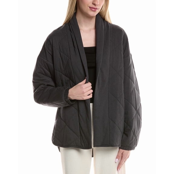 PJ Salvage womens  Quilted Jersey Jacket, M/L, Gray