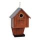 thumbnail image 1 of Casita de pájaros de madera colgante para exteriores con comedero, resistente para decoración de jardín, ideal para pájaros azules, pinzones y pájaros, 1 of 8