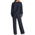 thumbnail image 4 of Huankd 2 Piece Sets for Women Spring Trendy Long Sleeve Sweatshirt Wide Leg Pants Loungewear Set Matching Sweatsuit Navy M, 4 of 5
