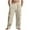 Khaki, variant on Ohufall Mens Cargo Pants Plus Size Solid Color Loose Fit Linen Trousers Fashion Casual Multi-Pocket Drawstring Elastic Waist Work Pants for Men
