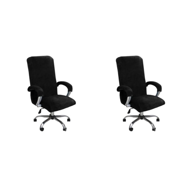 Maytalsory 3piece Chair Cover For Computer Chair Chair Daily Wear And Tear Thickening And Plushing Chair Covers black XL 2Set