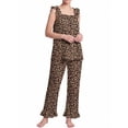 thumbnail image 6 of JWD Womens Two Piece Pajama Set Soft Sleeveless Ruffle Strap Cami Top and Long Pants Lightweight Lounge Sleepwear LD Khaki XL, 6 of 7