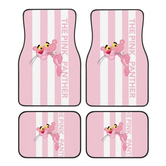 Pink Panther Car Floor Mats Carpet 4 Piece Set Protection Auto Foot Carpet Universal Fit For Suv, Vans, Sedans, Trucks