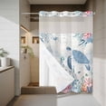thumbnail image 4 of Sea Turtle No Hook Shower Curtain with Snap in Liner Watercolor Seaweed Fish Coral Seahorse Newspaper Texture Waterproof Bathroom Shower Curtain with See Through Top Window for Bathtub 60" x 72", 4 of 9