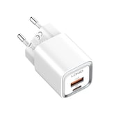 20W PD/QC Fast Charger with USB-C and USB-A Ports, Smart Chip, Turbo Power, 100cm Cable Included