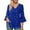 Blue, variant on Womens T Shirts Pleated Three Quarter Sleeve Glitter Corset Top Sequined V Neck Elegant Fashionable Womens Tops White M