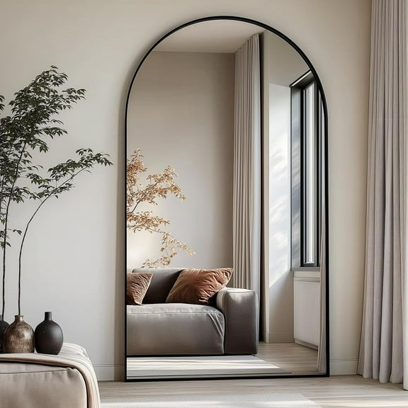 Mirrasia 34.3"x76" Arched Full Length Mirror, Black