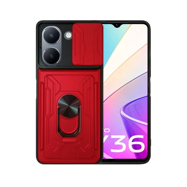 Funda Uso Rudo con Tarjetro y Anillo Card Slot Bumper Para Vivo Y36