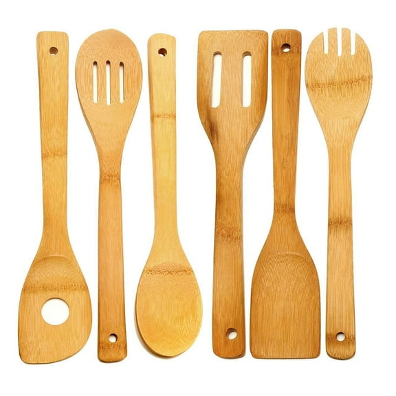 Bamboo Wooden Spoon and Spatula Set.6-Piece Nonstick Kitchen Utensil Set.Perfect Christmas Gifts