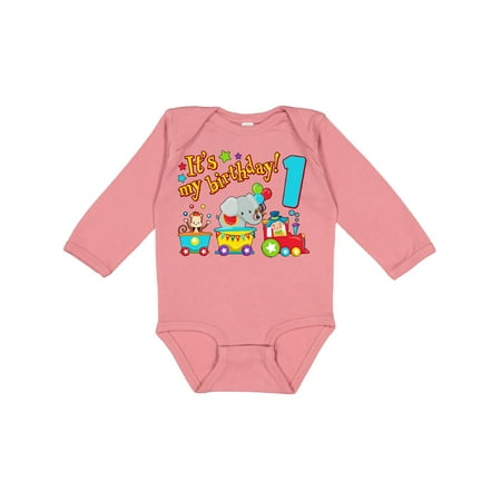 

Inktastic It s My Birthday- Circus Train 1st Birthday Gift Baby Boy or Baby Girl Long Sleeve Bodysuit
