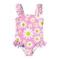 thumbnail image 6 of DAETIROS Girls' One Piece Swimsuit Ruffle Daisy Print Kids Kids Bathing Suit, Quick Dry & Comfortable, Pink, 2-3 3-4 4-5 5-6T,Size 2-3 T, 6 of 9