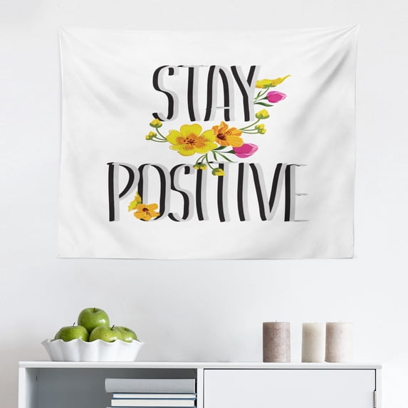 Saying Tapestry, Modernistic Style Love is in The Air Phrase in Scribble Circle Image, Fabric Wall Hanging Decor for Bedroom Living Room Dorm, 2 Sizes, Charcoal Grey Pale Grey, by Ambesonne