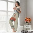 thumbnail image 4 of Uemuo Flamingo Sitting On Chair Pattern Women's Wide Leg Palazzo Lounge Pants with Pockets Light Weight Loose Comfy Casual Pajama Pants-Small, 4 of 9