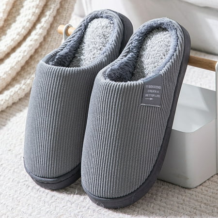 

MPWEGNP Shoes Men Mens For House Warm Slip Soft Plush Flop Slippers Flip On Men s Slipper (Grey 10)
