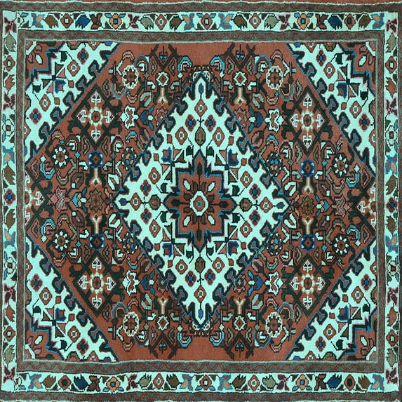 Ahgly Company Indoor Square Persian Light Blue Traditional Area Rugs, 3' Square