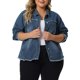thumbnail image 1 of Chaqueta de mezclilla para mujer Agnes Orinda, talla grande, con dobladillo deshilachado, mangas largas, bolsillos y botones, color azul 3X, 1 of 6
