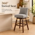 thumbnail image 4 of SESSLIFE Gray Bar Stools with Back Set of 2, 26" Counter Height Swivel Bar Stools, Upholstered Farmhouse Counter Stools with Solid Wood Legs, Bar Chairs for Kitchen Island & Home, 4 of 10
