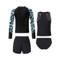 thumbnail image 2 of Sholeno Girls Swimsuit 4 Pieces Zip Up Rash Guard Set Tankini Bathing Suits Summer Beach Swimwear Black Lily 16, 2 of 7