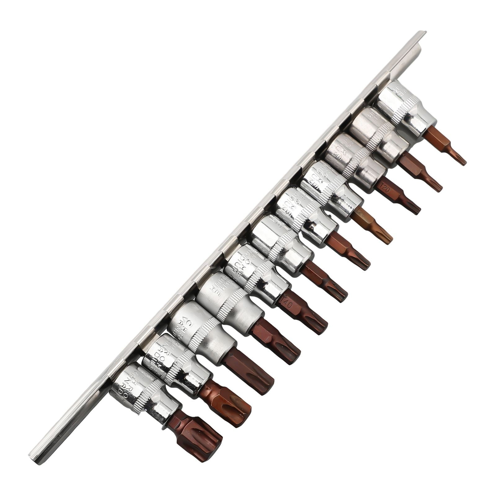 11PCS 3/8 1/4inch Drive Alloy Torx Screwdriver Bits Socket Bit T10-T60 Hand Tool Star Shaped Screwdriver Socket Tool SET B
