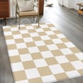 thumbnail image 2 of Beige Checkered Area Rug 3x5 FT, Non Slip Entryway Bedside Carpet, Geometric Cream Buffalo Plaid Washable Soft Floor Carpet Indoor Mat Non-Shedding Throw Rug for Dorm Kitchen Home Office, 2 of 8