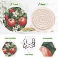 thumbnail image 4 of Yayeee 6 PCS Drink Coasters with Holder Set Woven Absorbent Round Tabletop Hot Pad, Red Apple Pattern, 4 of 7