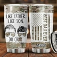 thumbnail image 2 of Army Dad Tumbler, Dad Son Tumbler with Lid 20 Oz Stainless Steel, Like Father Like Son Coffee Mug, Best Dad Ever Travel Cup, Camo Tumbler for Dad, Gifts for Dad, Father Days Gift, 2 of 6