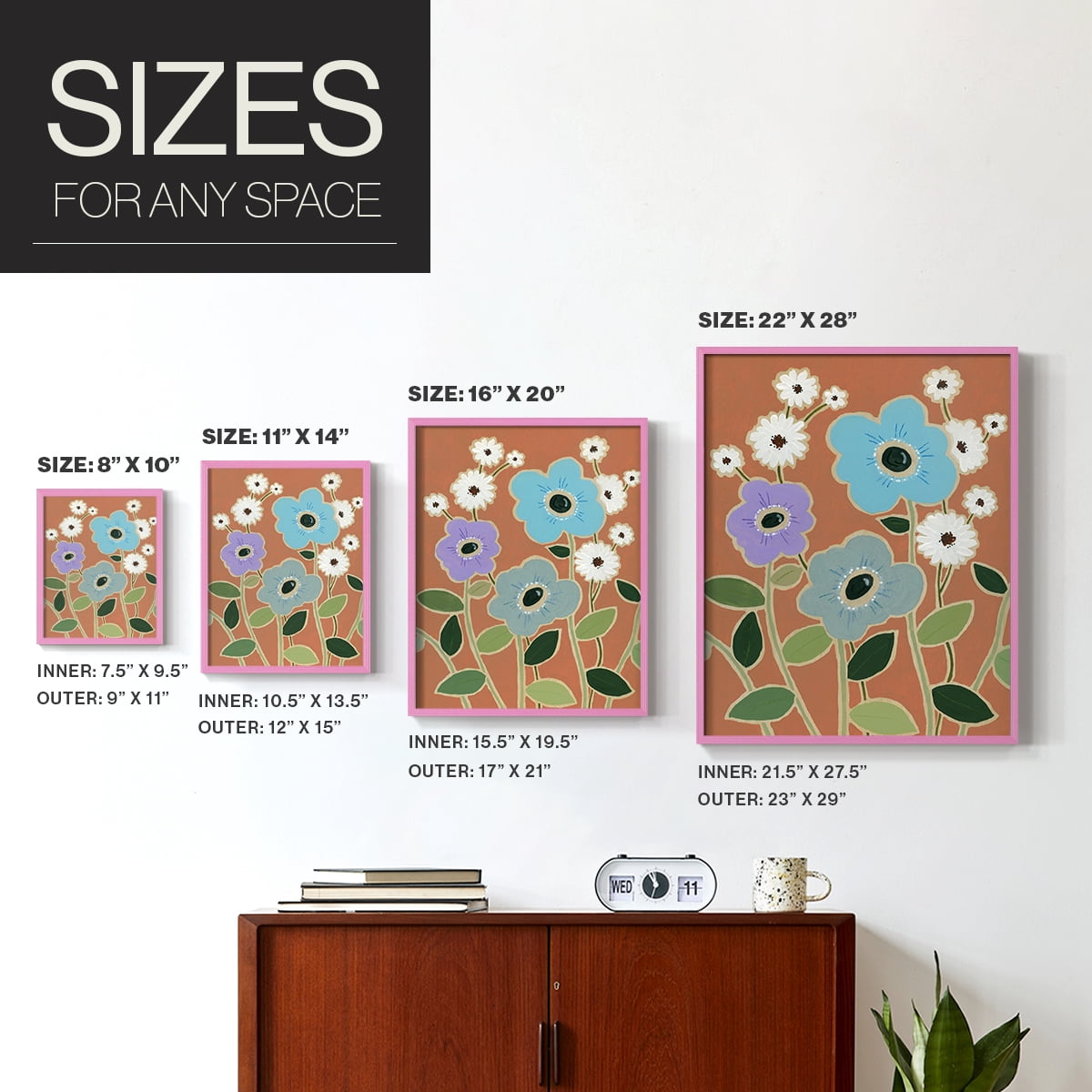 Woodblock Floral IV Framed Print - Solid Wood in Single Picture Frame Solid Wood 2 Framed Print