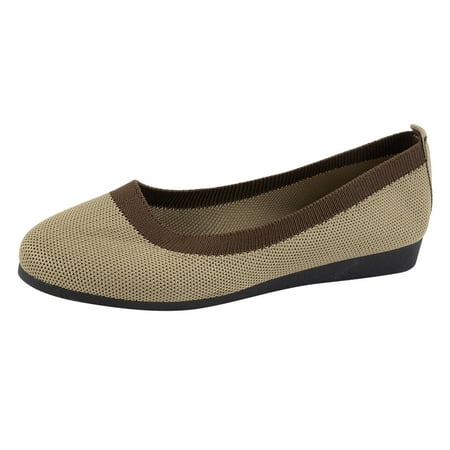 

Caqnni Women’s Ballet Flat Shoes Dress Shoes Knit Round Toe Slip On Ballerina Walking Flats Shoes for Woman Comfort Soft Casual Shoes (Khaki 7.5)